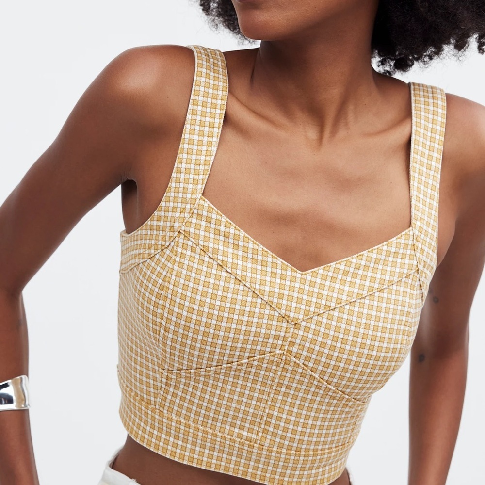 Madewell | Denim Supercrop Tank Top in Mini Check - Picture 6 of 11